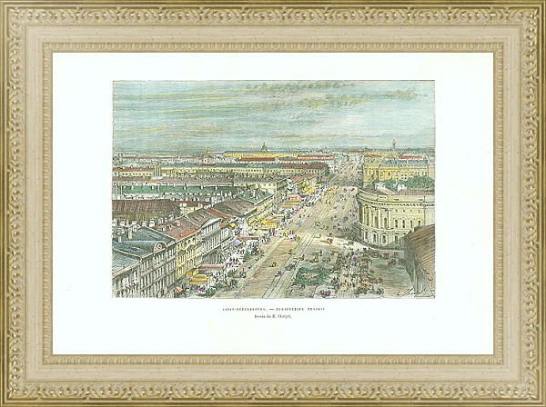 Постер Saint-Petersbourg - Perspective Nevskiy 1 с типом исполнения Акварель в раме в багетной раме 484.M48.725