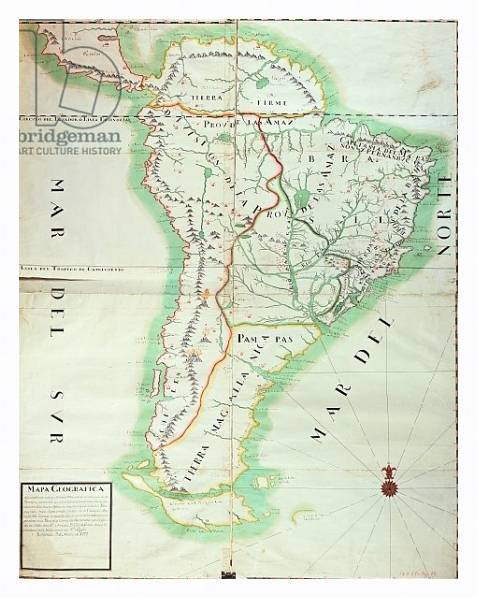 Постер Map of South America, 1777 с типом исполнения На холсте в раме в багетной раме 221-03