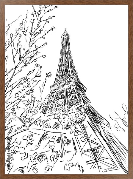 Постер Париж в Ч/Б рисунках #21 с типом исполнения На холсте в раме в багетной раме 1727.4310