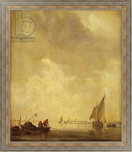 Постер A River Scene, with Fishermen Laying a Net, 1638 с типом исполнения На холсте в раме в багетной раме 484.M48.310