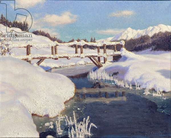 Постер Sun on the Snow, Switzerland с типом исполнения На холсте без рамы