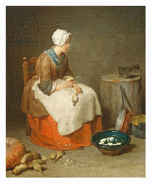 Постер The Kitchen Maid, 1738 с типом исполнения На холсте в раме в багетной раме 221-03