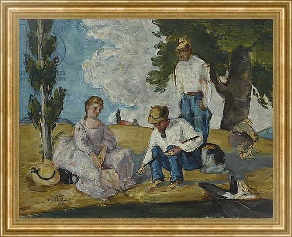 Постер Picnic on a Riverbank, 1873-74 с типом исполнения На холсте в раме в багетной раме NA033.1.051