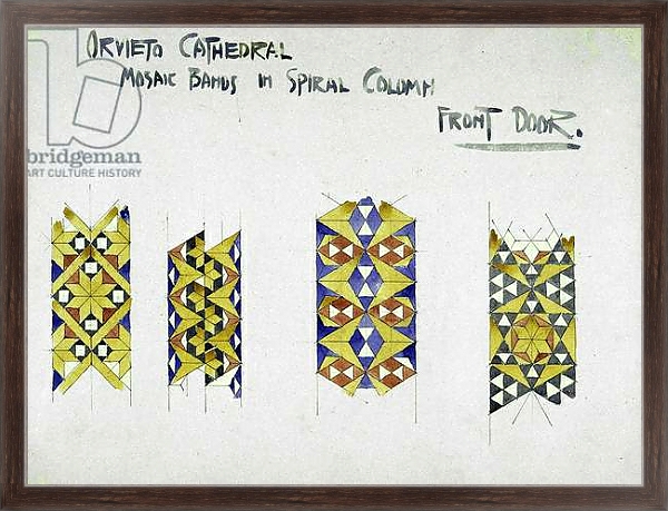Постер Orvieto Cathedral, Mosaic Bands in Spiral Column, Front Door, 1891 с типом исполнения На холсте в раме в багетной раме 221-02