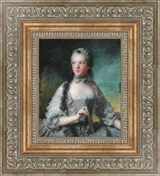 Постер Portrait of Adelaide de France with a Fan, 1749 с типом исполнения На холсте в раме в багетной раме 484.M48.310