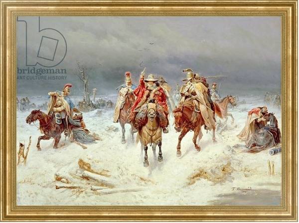 Постер French Forces Crossing the River Berezina in November 1812, 1891 с типом исполнения На холсте в раме в багетной раме NA033.1.051