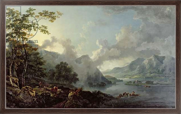 Постер View of Windermere Lake, Early Morning, 1781 с типом исполнения На холсте в раме в багетной раме 221-02