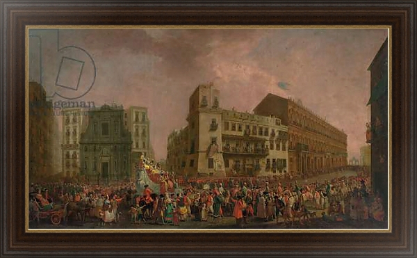 Постер The Carnival in Naples in 1778, with the 'Cavalcata turca' parading through the Largo di Palazzo, c.1778 с типом исполнения На холсте в раме в багетной раме 1.023.151