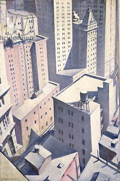 Постер Looking Down on Downtown, 1920 с типом исполнения На холсте без рамы