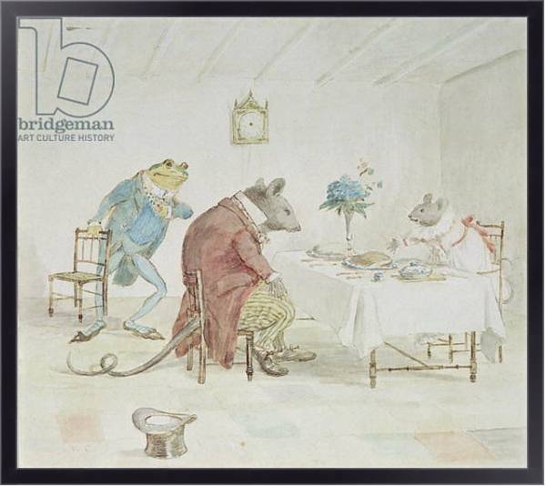 Постер 'Pray, Miss Mouse, will you give us some beer', illustration from 'A Frog He Would A-Wooing Go' с типом исполнения На холсте в раме в багетной раме 221-01