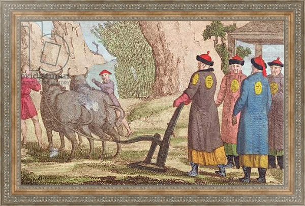 Постер The Ploughing Festival in China, frontispiece illustration for 'La Chine en Miniature', by J.B. Breton, Paris, edited by Nepveu, 1811 с типом исполнения На холсте в раме в багетной раме 484.M48.310