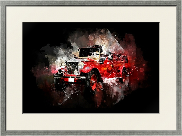 Постер Рисунок красного автомобиля с типом исполнения Под стеклом в багетной раме 1727.2510