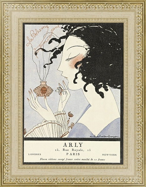 Постер Gazette du Bon Ton, 1921 – No. 2, Pl. VII; Advertentie Arly с типом исполнения Акварель в раме в багетной раме 484.M48.725