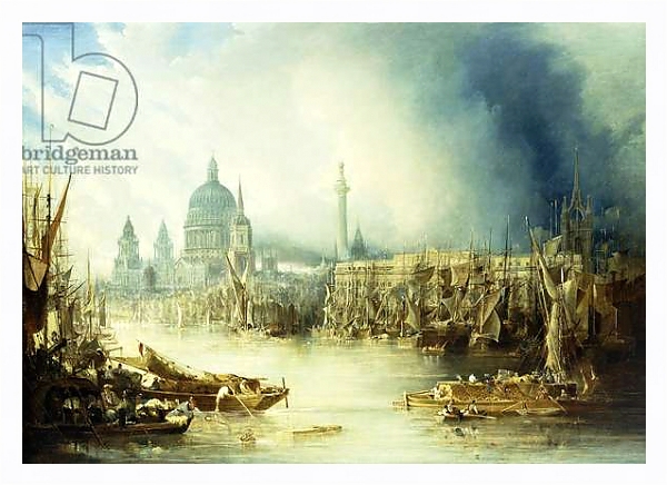 Постер A View of London with St, с типом исполнения На холсте в раме в багетной раме 221-03