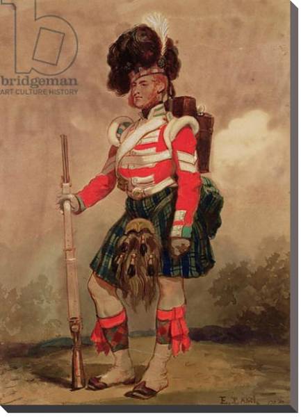 Постер A Soldier of the 79th Highlanders at Chobham Camp in 1853 с типом исполнения На холсте без рамы