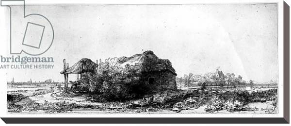 Постер Landscape with a Cottage and Haybarn, etched by James Bretherton с типом исполнения На холсте без рамы