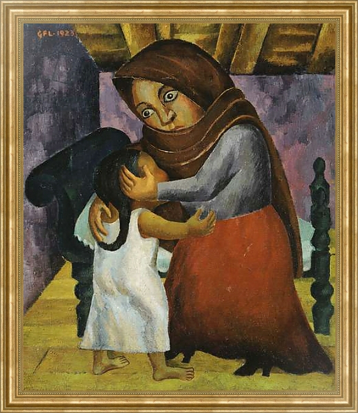 Постер Mother and Daughter, 1923 с типом исполнения На холсте в раме в багетной раме NA033.1.051