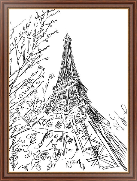 Постер Париж в Ч/Б рисунках #21 с типом исполнения На холсте в раме в багетной раме 35-M719P-83
