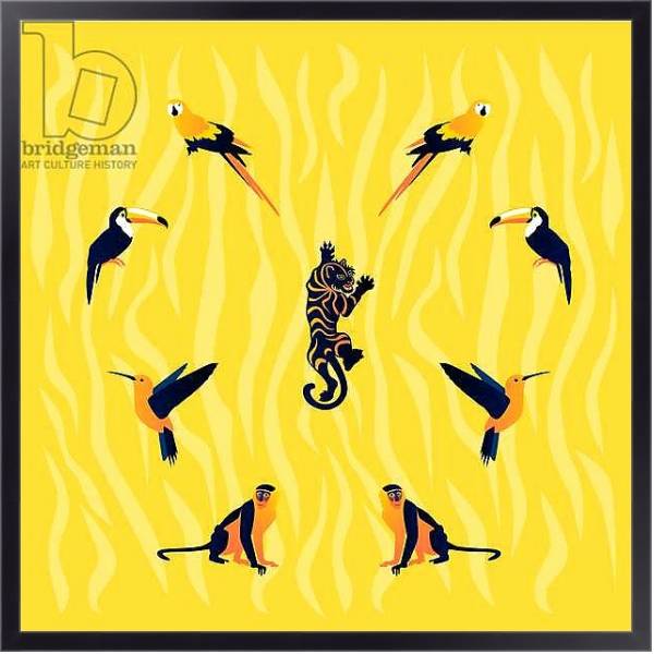Постер animals-yellow-black с типом исполнения На холсте в раме в багетной раме 221-01