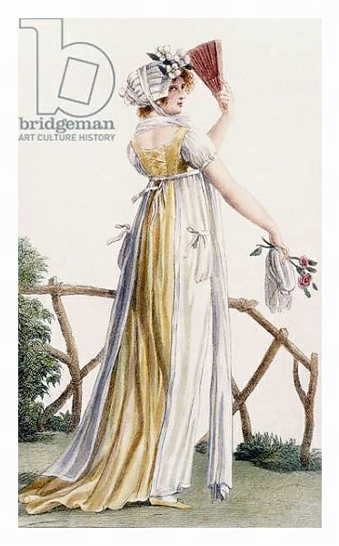 Постер A country style ladies dress, illustration from 'Journal des Dames et des Modes', 1799 с типом исполнения На холсте в раме в багетной раме 221-03