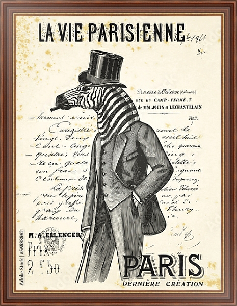 Постер Парижская жизнь с типом исполнения На холсте в раме в багетной раме 35-M719P-83