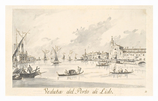 Постер The Porto di Lido, with the Fortezza Sant’Andrea on the Left с типом исполнения На холсте в раме в багетной раме 221-03