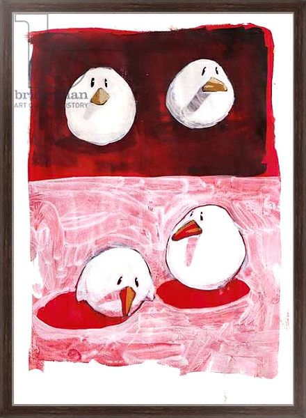 Постер Birds on Black and White on Red с типом исполнения На холсте в раме в багетной раме 221-02