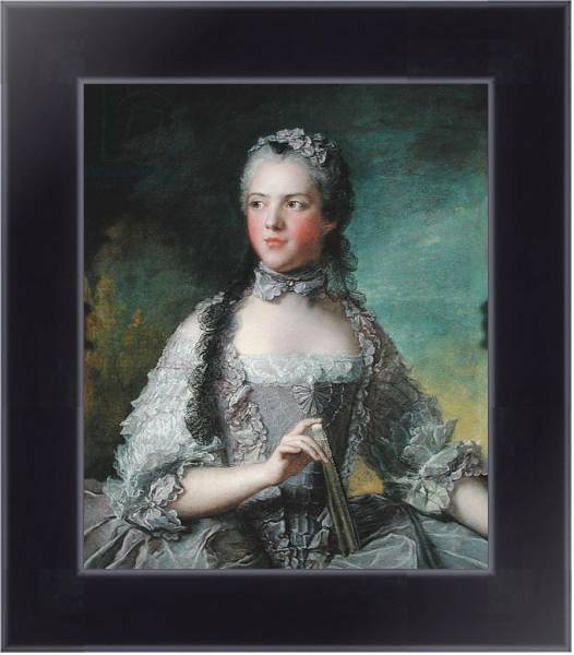 Постер Portrait of Adelaide de France with a Fan, 1749 с типом исполнения На холсте в раме в багетной раме 221-01
