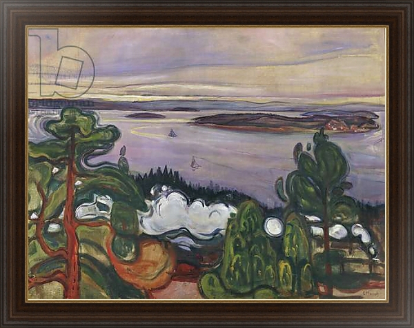 Постер Train smoke, 1900, by Edvard Munch, oil on canvas, 84x109 cm??. Norway, 20th century. с типом исполнения На холсте в раме в багетной раме 1.023.151