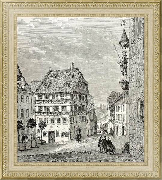 Постер Albrecht Durer house in Nuremberg, Germany. Created by Thrond and Terington, published on Le Tour du с типом исполнения Акварель в раме в багетной раме 484.M48.725