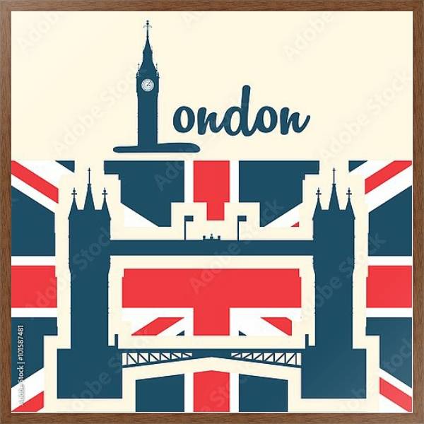 Постер Лондон, символы Англии 6 с типом исполнения На холсте в раме в багетной раме 1727.4310
