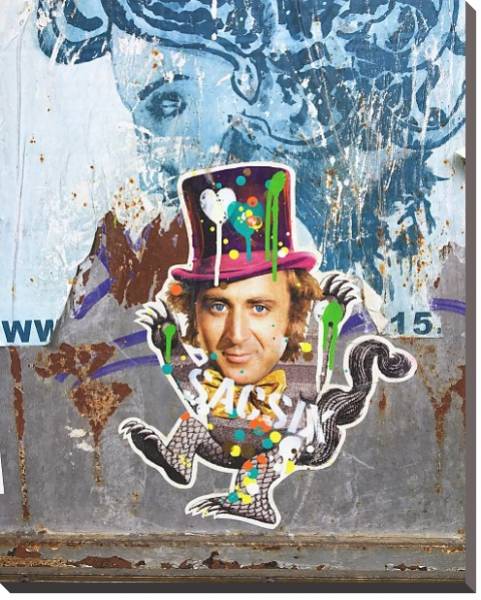 Постер Рисунок шляпника на стене с типом исполнения На холсте без рамы