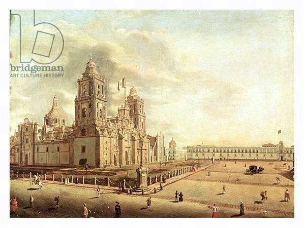 Постер The Catedral Metropolitana and the Palacio Nacional с типом исполнения На холсте в раме в багетной раме 221-03