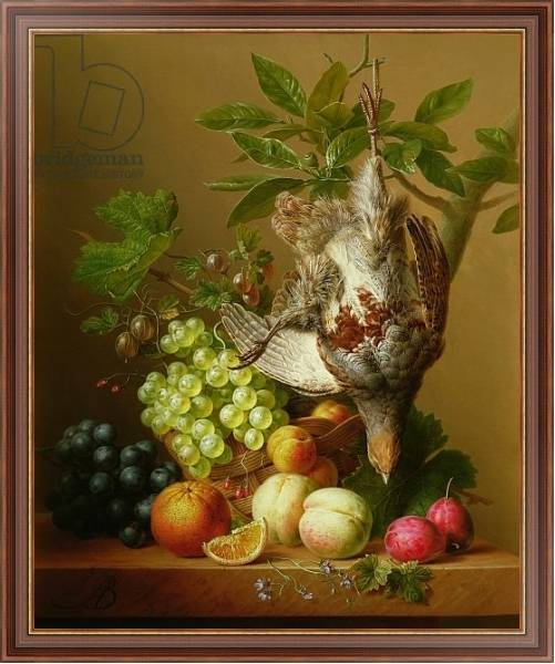 Постер Still Life with Fruit and a Dead Partridge с типом исполнения На холсте в раме в багетной раме 35-M719P-83