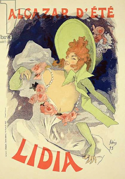 Постер Reproduction of a poster advertising 'Lidia', at the Alcazar d'Ete, 1895 с типом исполнения На холсте без рамы