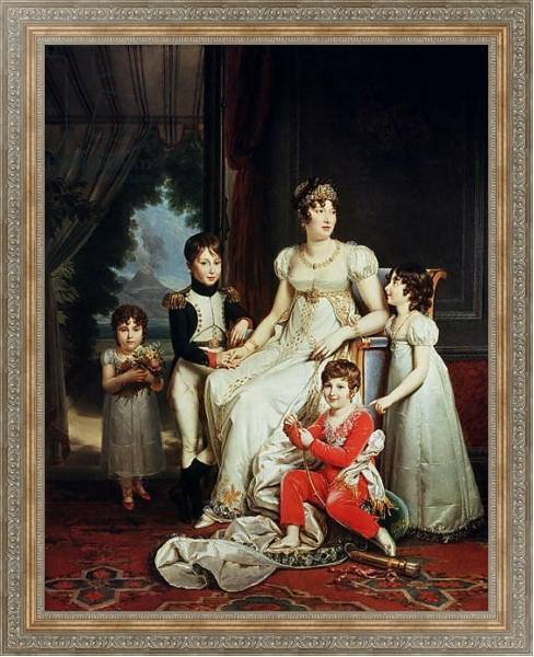 Постер Caroline Bonaparte and her Children с типом исполнения На холсте в раме в багетной раме 484.M48.310