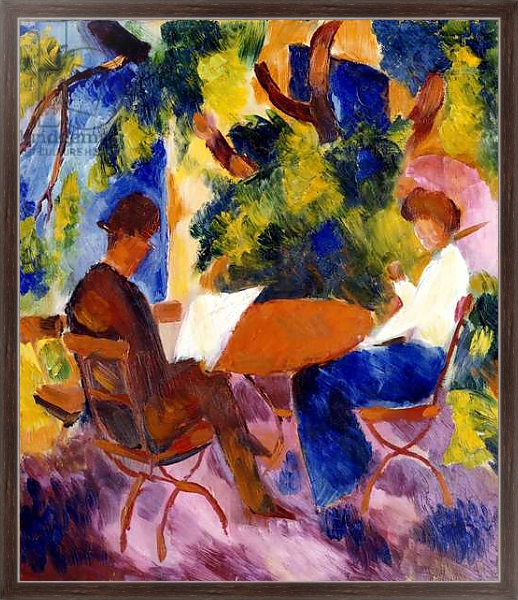Постер At the Garden Table, 1914 с типом исполнения На холсте в раме в багетной раме 221-02