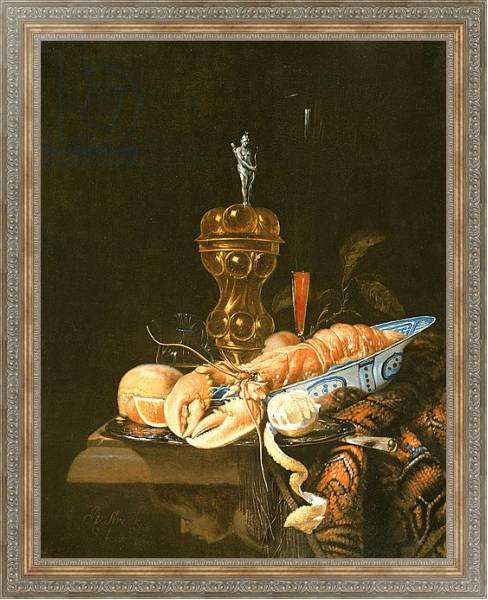 Постер A Still Life with a Lobster in a Delft Bowl с типом исполнения На холсте в раме в багетной раме 484.M48.310