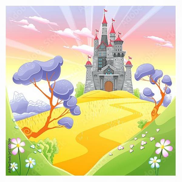 Постер Таинственный замок с типом исполнения На холсте в раме в багетной раме 221-03