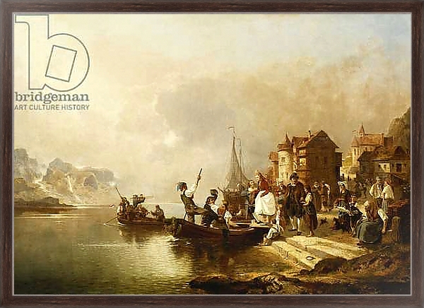 Постер A Wedding Party Boarding a Boat, 1864 с типом исполнения На холсте в раме в багетной раме 221-02.QA