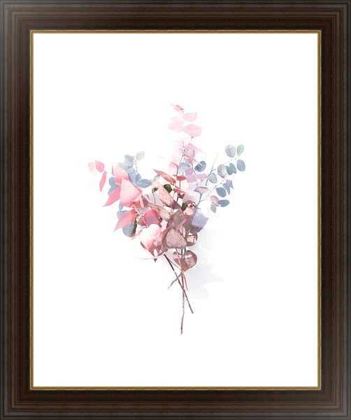 Постер Букетик из розовых и голубых листьев с типом исполнения На холсте в раме в багетной раме 484.M48.310