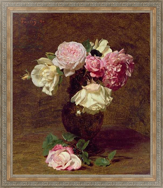 Постер Pink and White Roses с типом исполнения На холсте в раме в багетной раме 484.M48.310