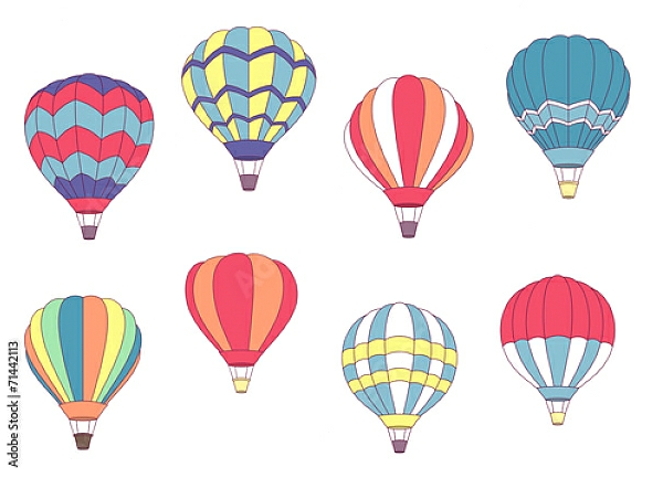 Постер Набор цветных воздушных шаров с типом исполнения На холсте в раме в багетной раме 221-01