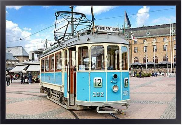 Постер исторический трамвай в Гётеборге, Швеция с типом исполнения На холсте в раме в багетной раме 221-01
