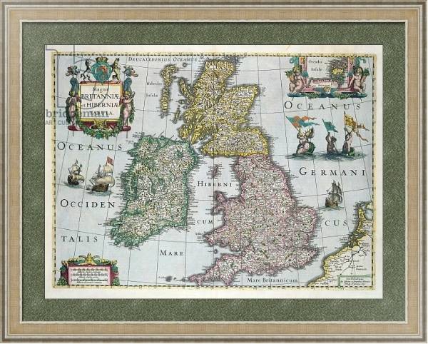 Постер Map of Britain, 1631 с типом исполнения Акварель в раме в багетной раме 485.M40.584