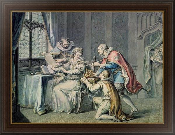 Постер The Dukes of Northumberland and Suffolk praying Lady Jane Grey to accept the Crown с типом исполнения На холсте в раме в багетной раме 1.023.151