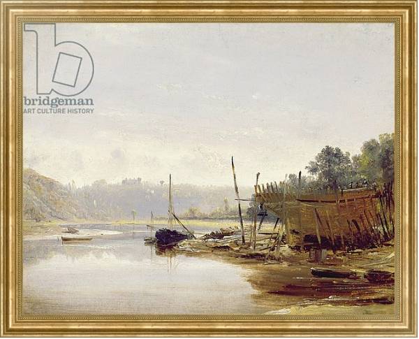 Постер Boat Building near Dinan, Brittany, c.1838 с типом исполнения На холсте в раме в багетной раме NA033.1.051
