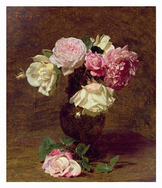 Постер Pink and White Roses с типом исполнения На холсте в раме в багетной раме 221-03