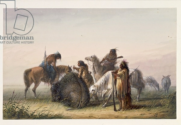 Постер Supplying Camp with Buffalo Meat, c.1858-60 с типом исполнения На холсте без рамы