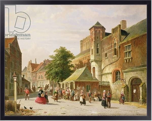 Постер A Street Scene in Amsterdam с типом исполнения На холсте в раме в багетной раме 221-01